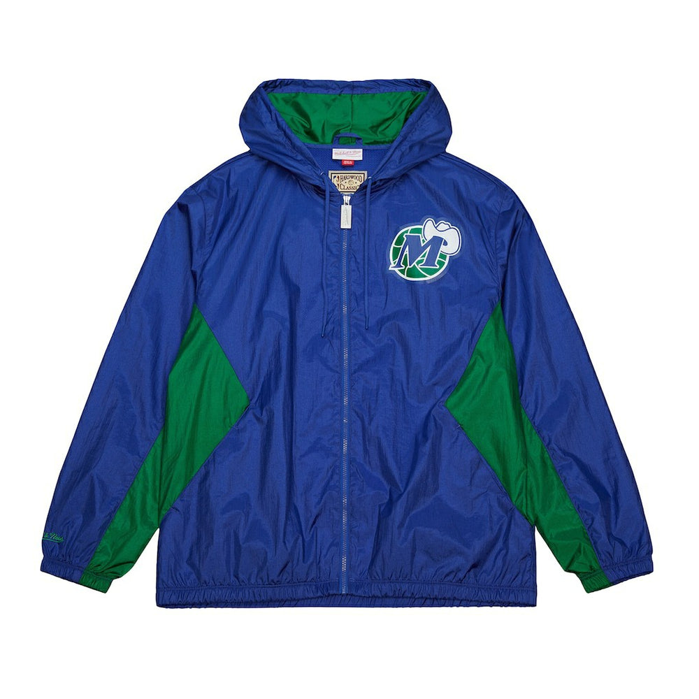 Mitchell & Ness - Dallas Mavericks Playmaker Full-Zip Hooded Windbreaker Jacket - Blue