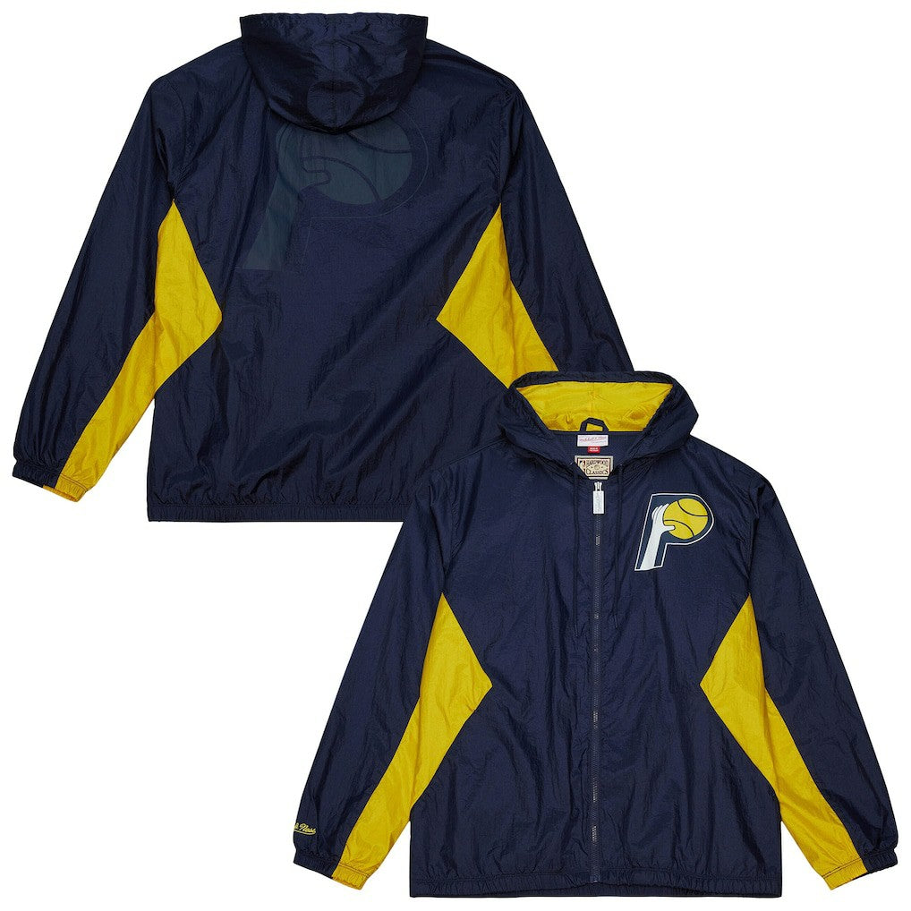 Mitchell & Ness - Indiana Pacers Playmaker Full-Zip Hooded Windbreaker Jacket - Navy