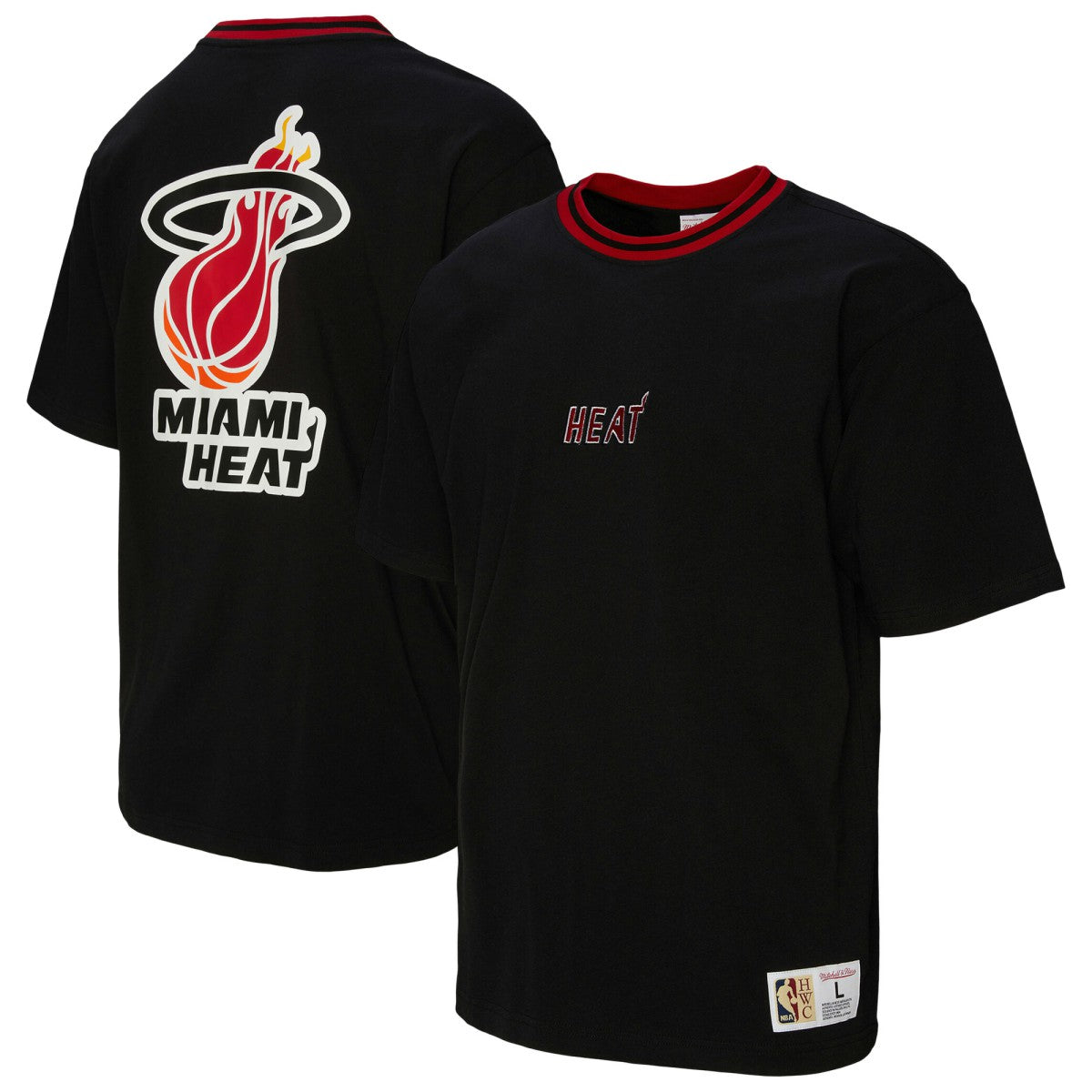 Mitchell & Ness - Miami Heat Unisex Playmaker Vintage Logo T-Shirt - Black