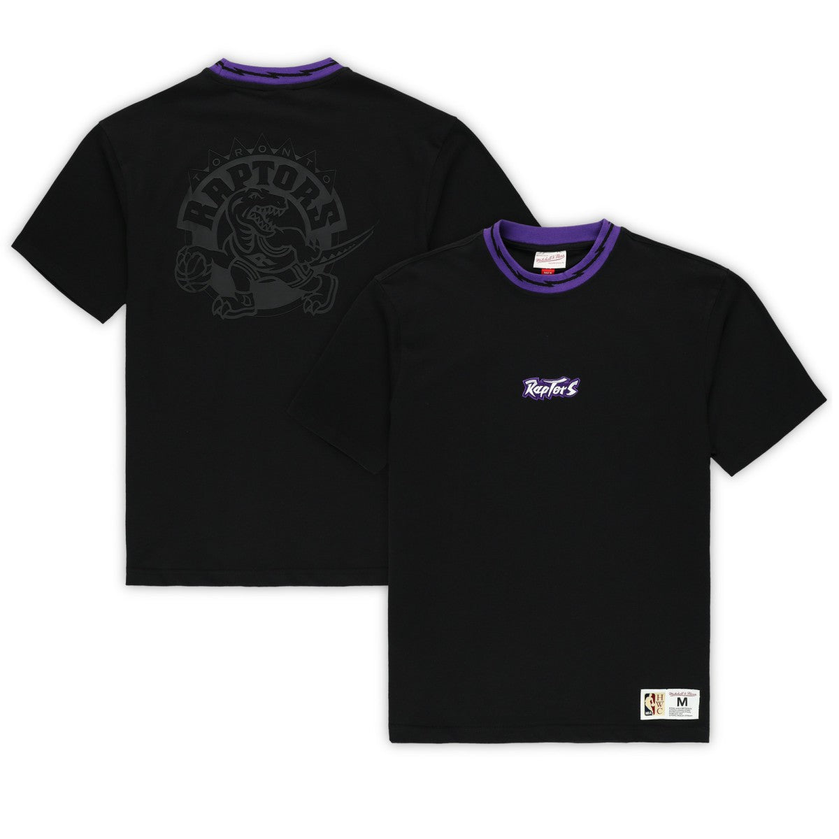Mitchell & Ness - Toronto Raptors Unisex Playmaker Vintage Logo T-Shirt - Black
