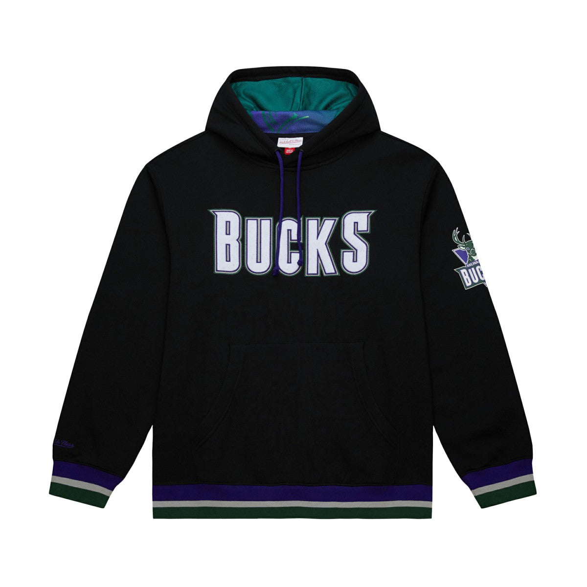 Mitchell & Ness - Milwaukee Bucks Unisex Vintage Heavyweight Hoodie - Black