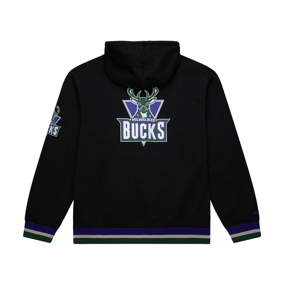 Mitchell & Ness - Milwaukee Bucks Unisex Vintage Heavyweight Hoodie - Black