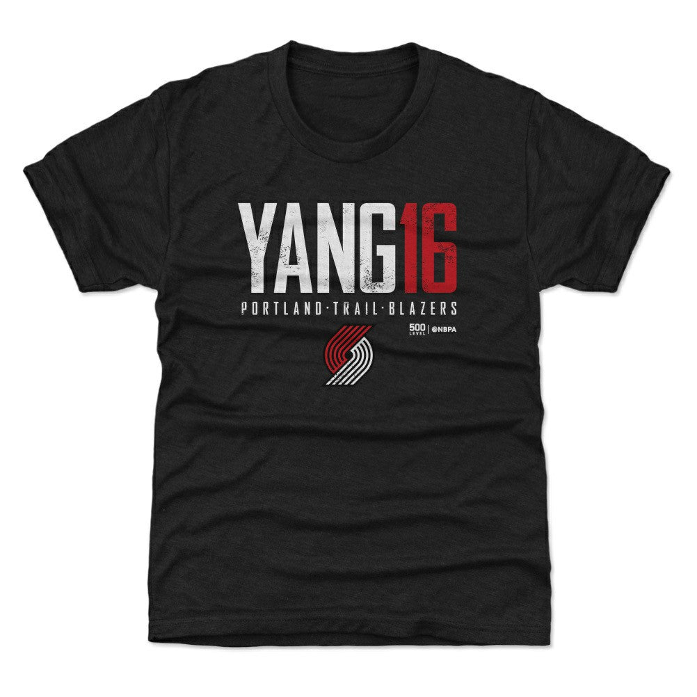 NBA - Yang Hansen Portland Trail Blazers 500 Level Youth Elite Name & Number T-Shirt - Black