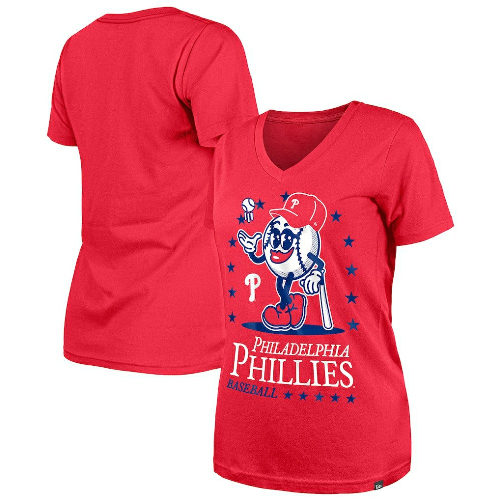 Philadelphia Phillies New Era Women's Little Miss 2 V-Neck T-Shirt On Sale