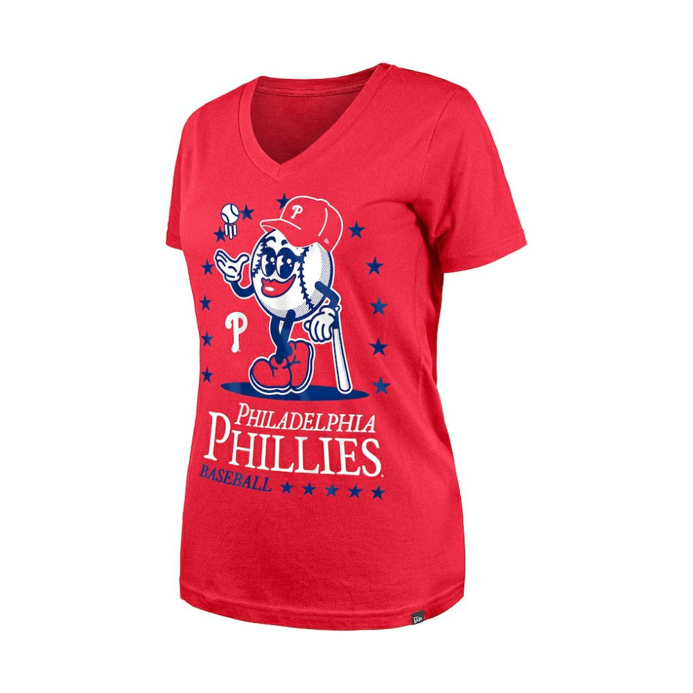 Philadelphia Phillies New Era Women's Little Miss 2 V-Neck T-Shirt On Sale