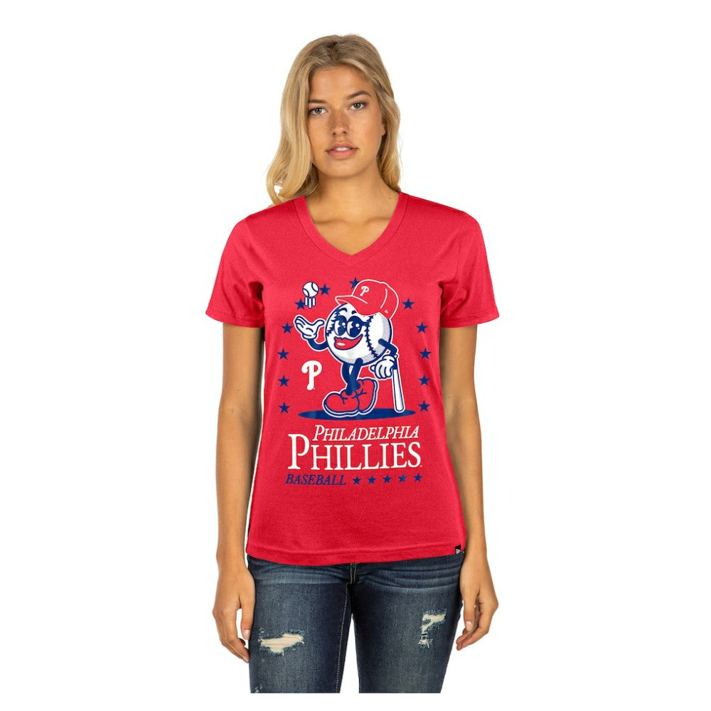 Philadelphia Phillies New Era Women's Little Miss 2 V-Neck T-Shirt On Sale