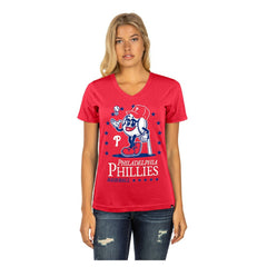 Philadelphia Phillies New Era Women's Little Miss 2 V-Neck T-Shirt On Sale
