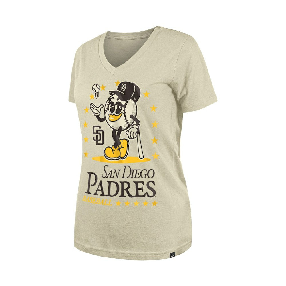 San Diego Padres New Era Women's Little Miss 2 V-Neck T-Shirt Clearance