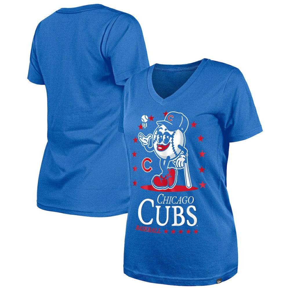 Chicago Cubs New Era Women's Little Miss 2 V-Neck T-Shirt discount