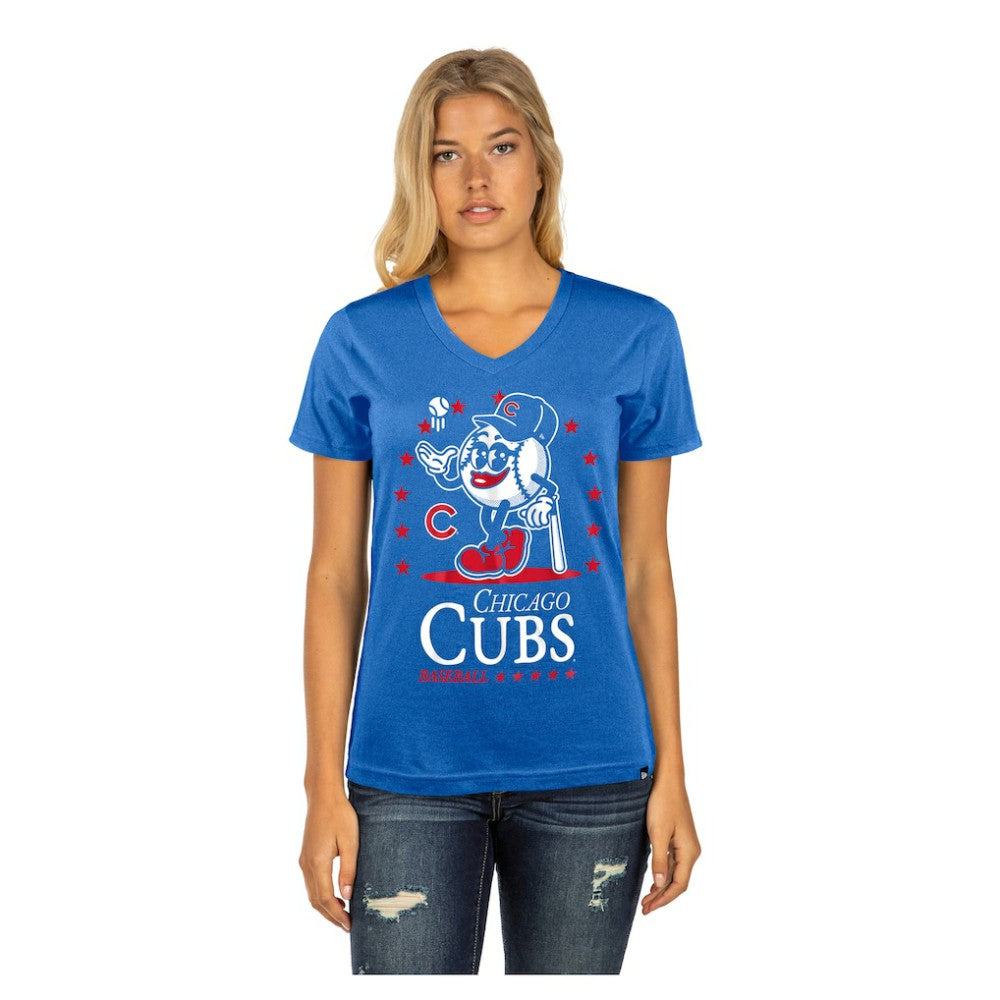 Chicago Cubs New Era Women's Little Miss 2 V-Neck T-Shirt discount
