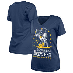 Milwaukee Brewers New Era Women's Little Miss 2 V-Neck T-Shirt Near Me
