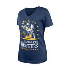Milwaukee Brewers New Era Women's Little Miss 2 V-Neck T-Shirt Near Me