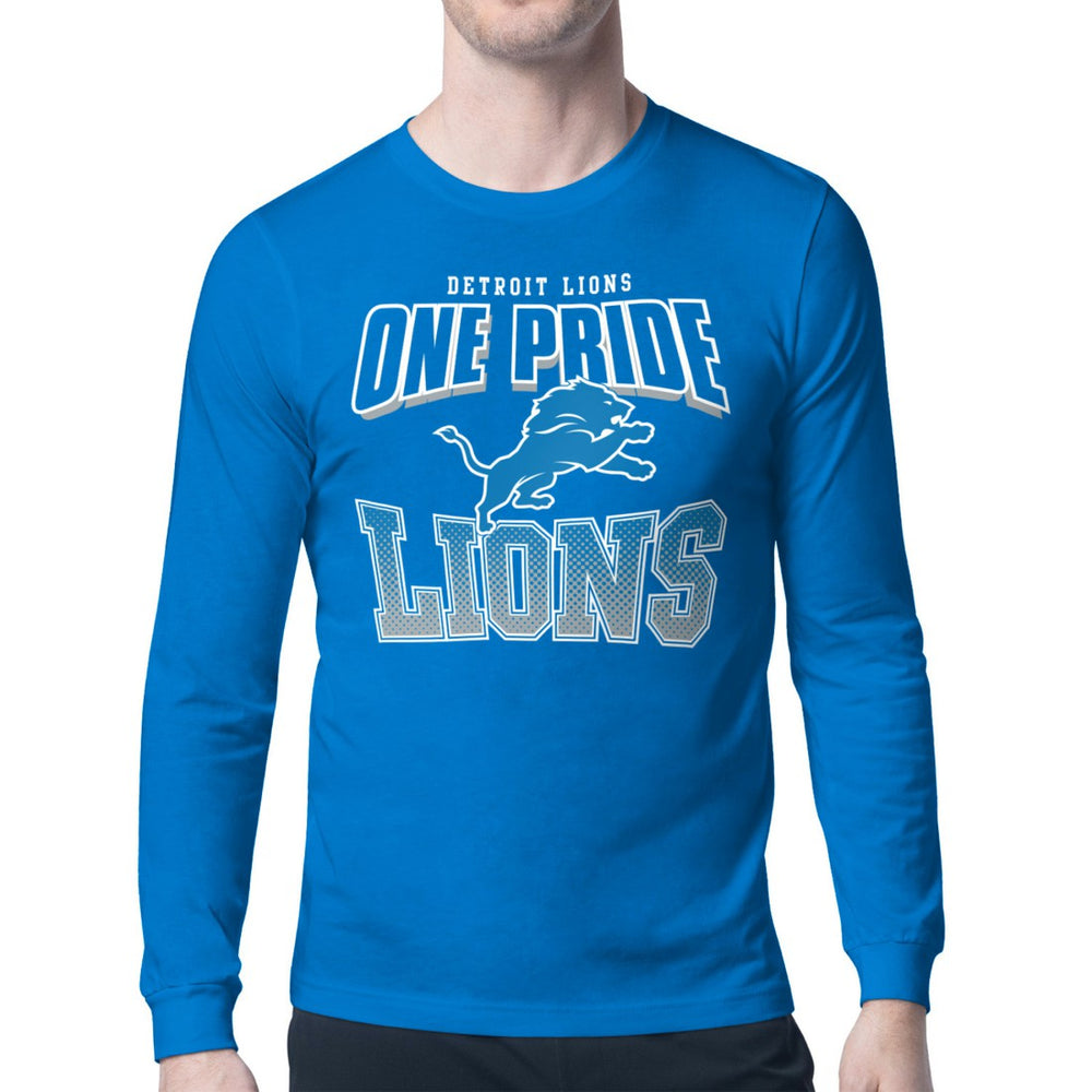 Detroit Lions Starter Comic Style Slogan Long Sleeve T-Shirt Blue - NFL