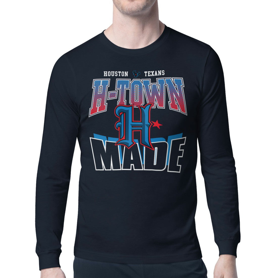 Houston Texans Starter Comic Style Slogan Long Sleeve T-Shirt Navy - NFL