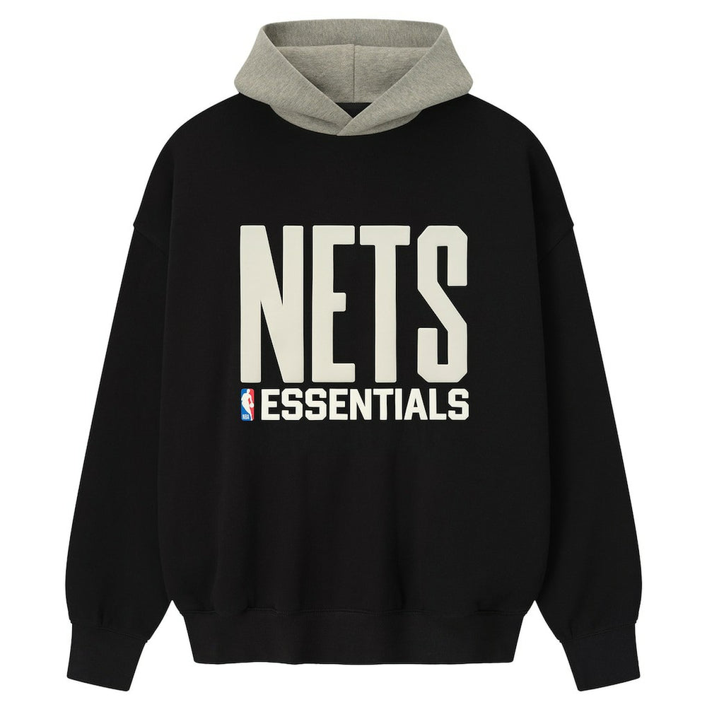 NBA - Brooklyn Nets Fear of God x NBA Macao Sport Fit Hoodie - Black/Heather Gray