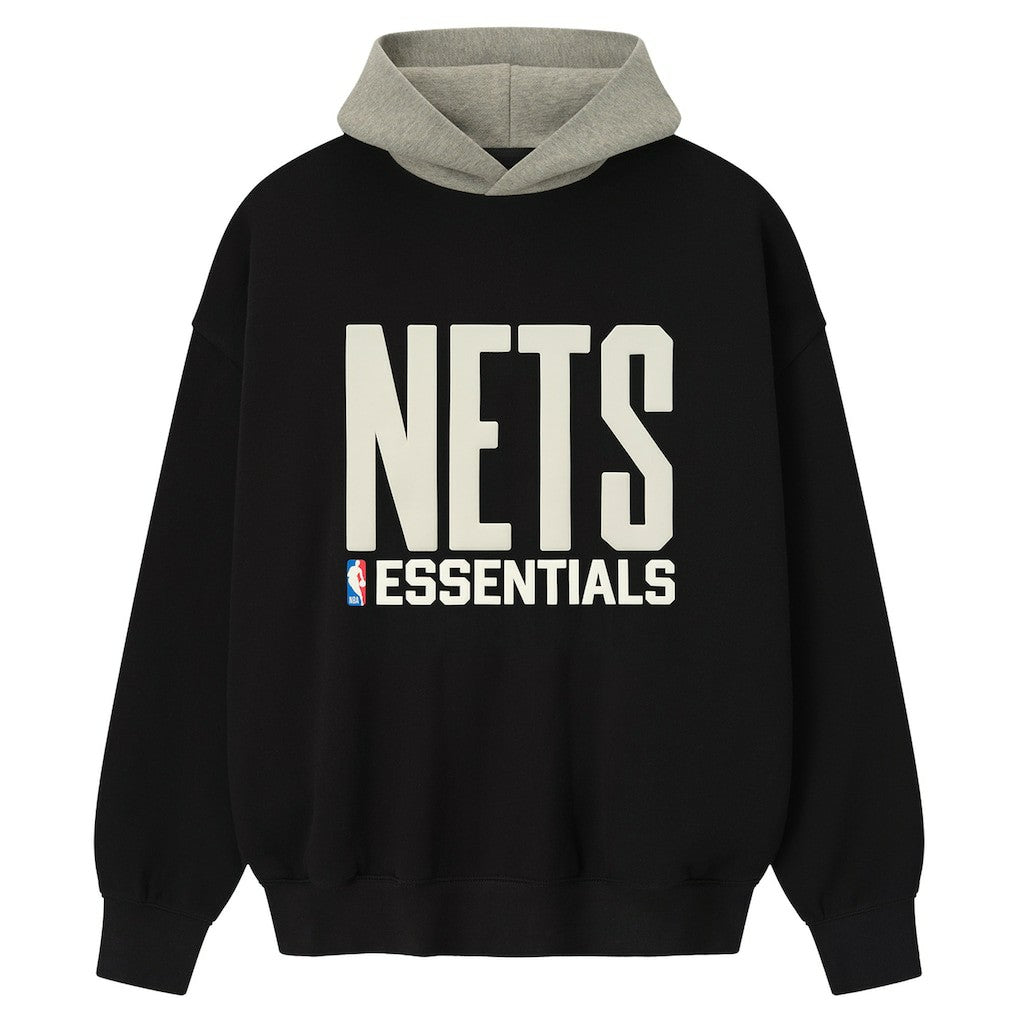 NBA - Brooklyn Nets Fear of God x NBA Macao Sport Fit Hoodie - Black/Heather Gray
