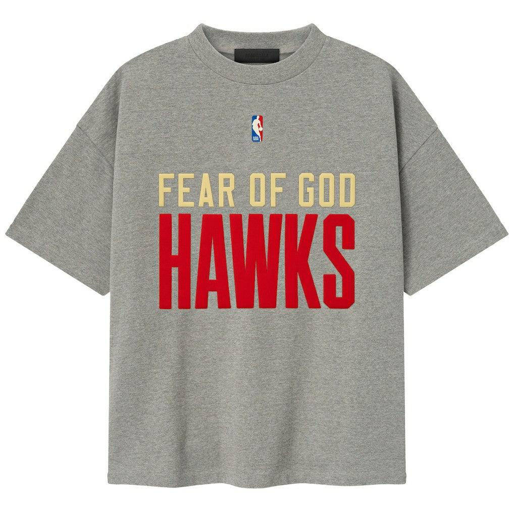 NBA - Atlanta Hawks Fear of God x NBA Unisex 90s T-Shirt - Heather Gray