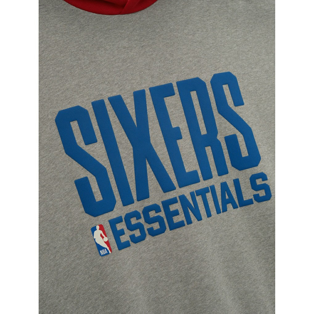 NBA - Philadelphia 76ers Fear of God x NBA Unisex Sport Hoodie - Heather Gray/Red
