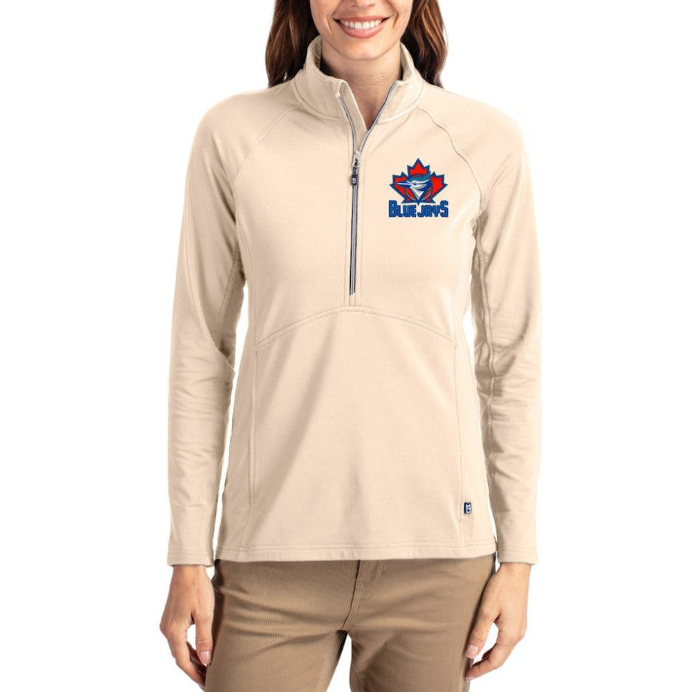 Toronto Blue Jays Cutter & Buck Women's Cooperstown Collection Adapt Eco Knit Stretch Half-Zip Pullover Near Me