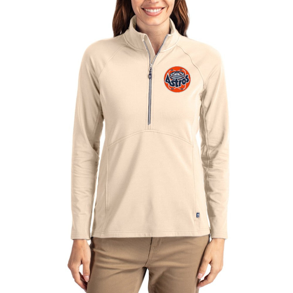 Houston Astros Cutter & Buck Women's Cooperstown Collection Adapt Eco Knit Stretch Half-Zip Pullover for sale