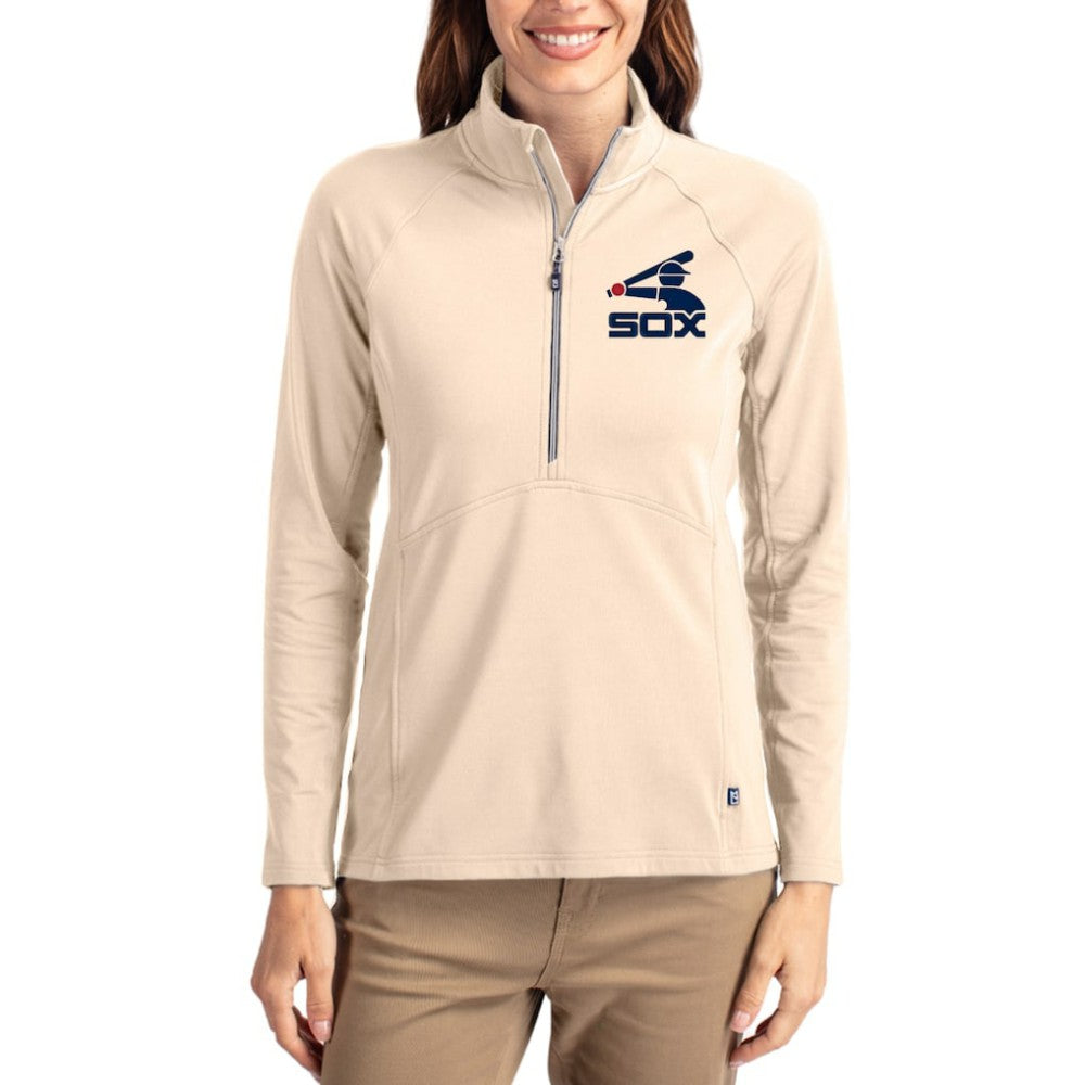 Chicago White Sox Cutter & Buck Women's Cooperstown Collection Adapt Eco Knit Stretch Half-Zip Pullover for sale