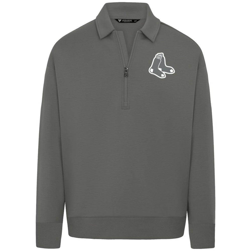 Boston Red Sox Levelwear Women's Canmore Chenille Logo Quarter-Zip Top Clearance