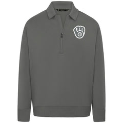 Milwaukee Brewers Levelwear Women's Canmore Chenille Logo Quarter-Zip Top for sale