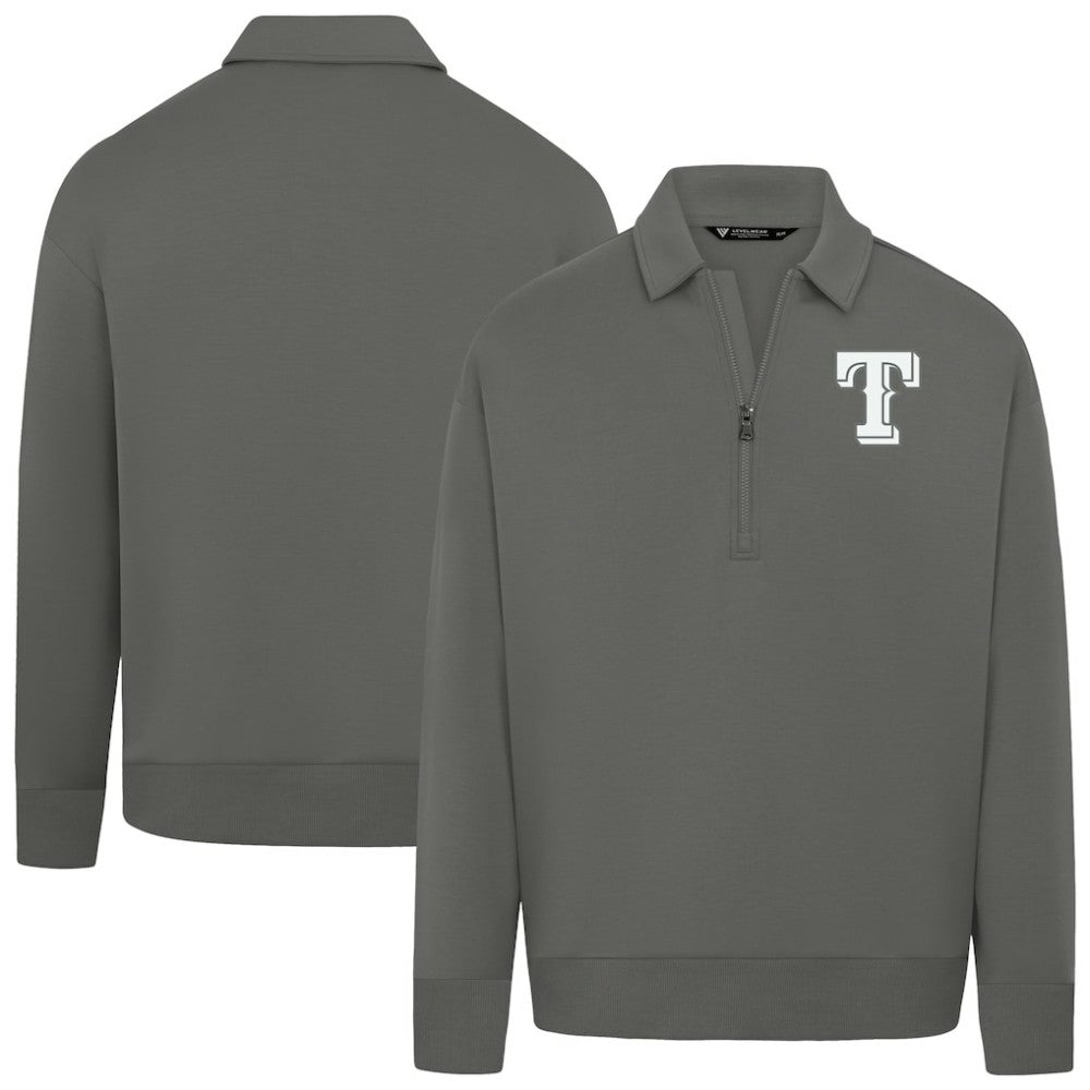 Texas Rangers Levelwear Women's Canmore Chenille Logo Quarter-Zip Top Lifestyle
