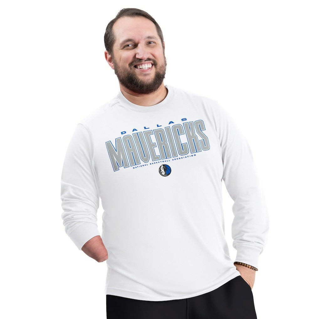 NBA - Dallas Mavericks G-III Sports by Carl Banks Adaptive Printed Mesh Effect Long Sleeve T-Shirt - White
