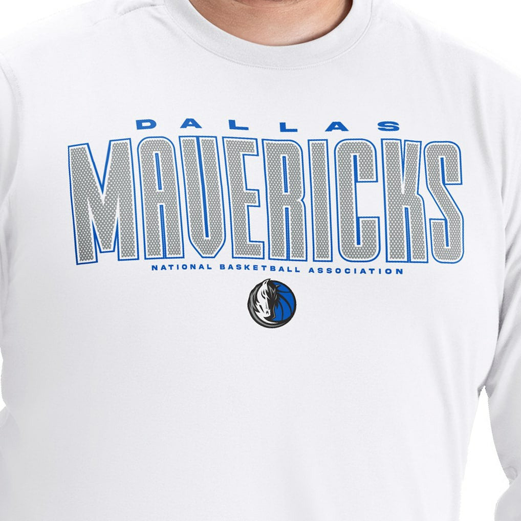 NBA - Dallas Mavericks G-III Sports by Carl Banks Adaptive Printed Mesh Effect Long Sleeve T-Shirt - White