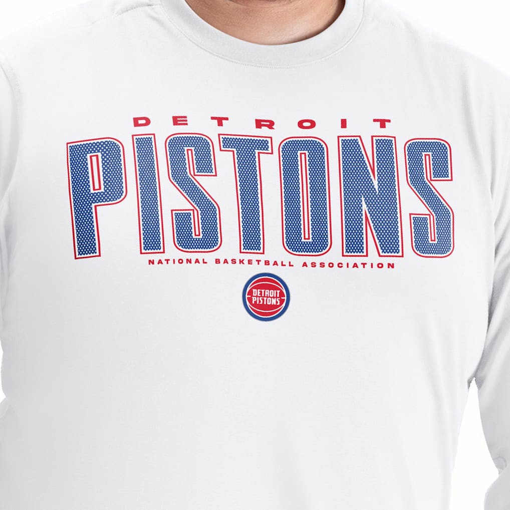 NBA - Detroit Pistons G-III Sports by Carl Banks Adaptive Printed Mesh Effect Long Sleeve T-Shirt - White