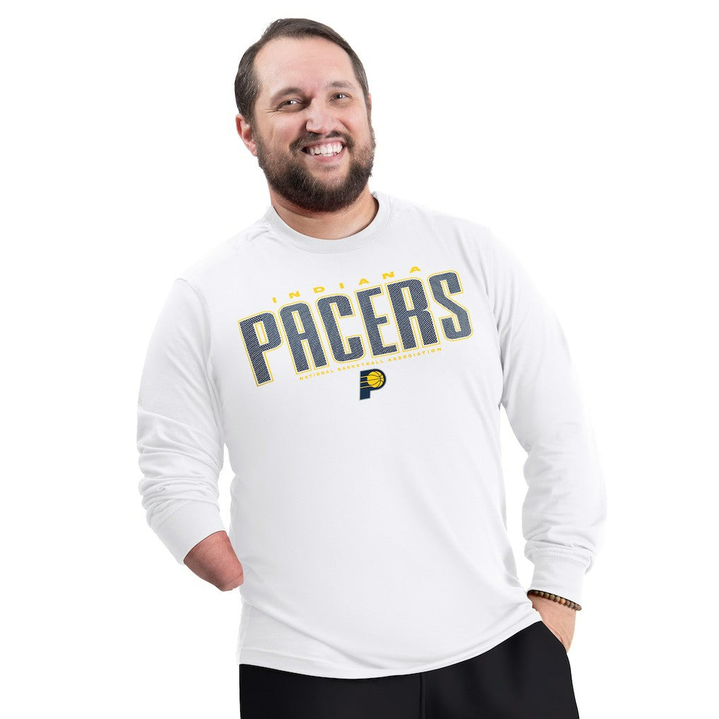 NBA - Indiana Pacers G-III Sports by Carl Banks Adaptive Printed Mesh Effect Long Sleeve T-Shirt - White
