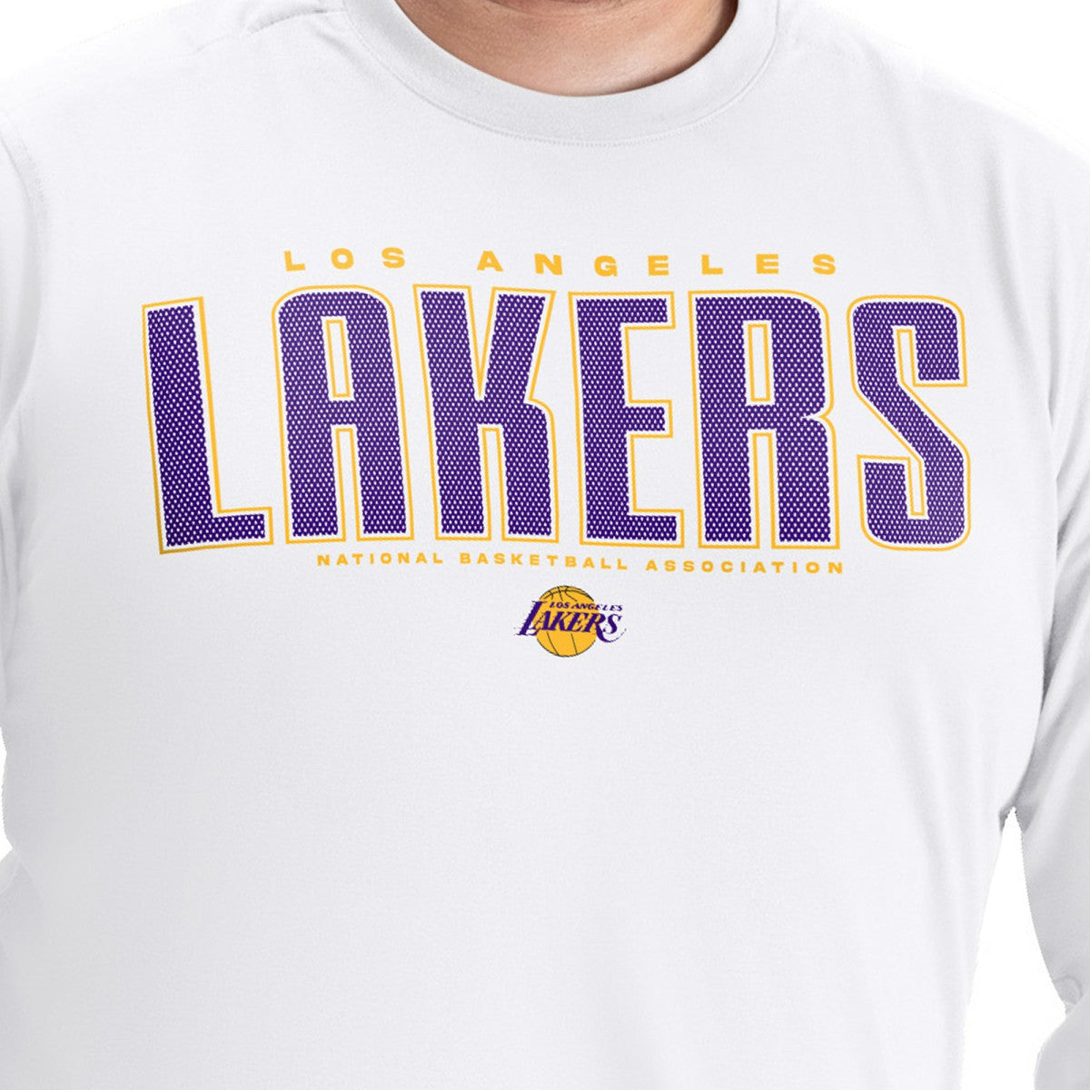 NBA - Los Angeles Lakers G-III Sports by Carl Banks Adaptive Printed Mesh Effect Long Sleeve T-Shirt - White