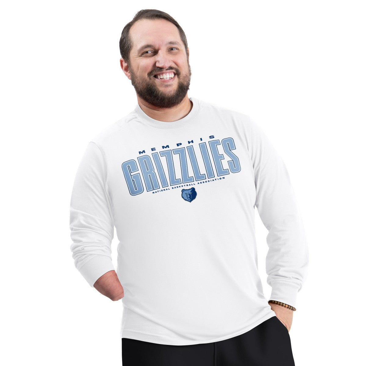 NBA - Memphis Grizzlies G-III Sports by Carl Banks Adaptive Printed Mesh Effect Long Sleeve T-Shirt - White
