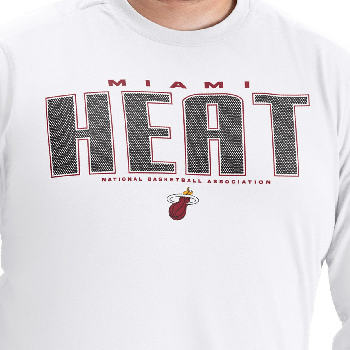NBA - Miami Heat G-III Sports by Carl Banks Adaptive Printed Mesh Effect Long Sleeve T-Shirt - White