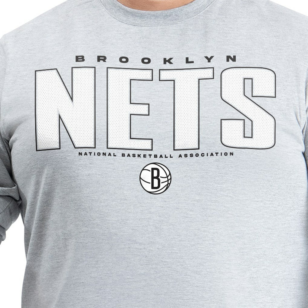 NBA - Brooklyn Nets G-III Sports by Carl Banks Adaptive Printed Mesh Effect Long Sleeve T-Shirt - Gray