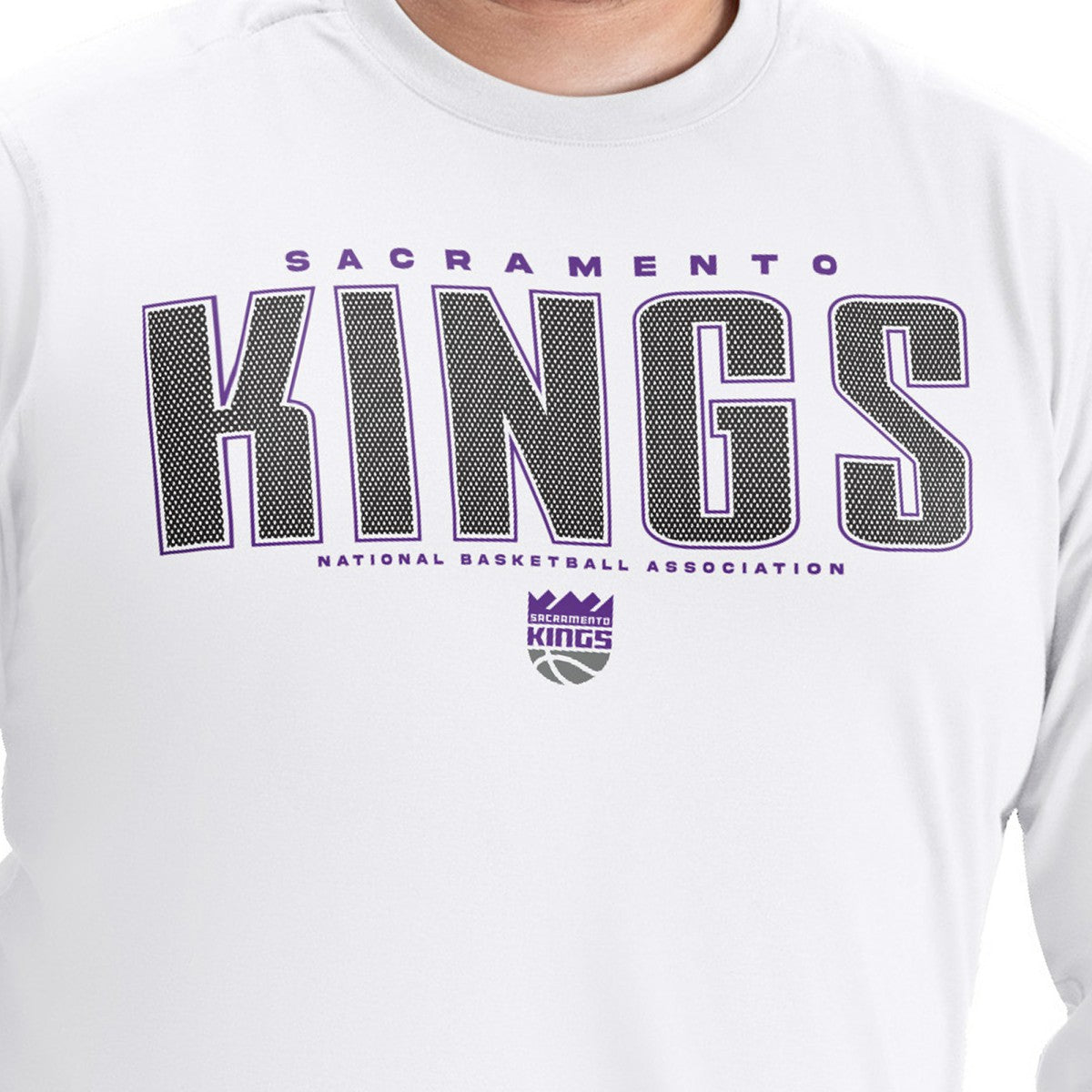 NBA - Sacramento Kings G-III Sports by Carl Banks Adaptive Printed Mesh Effect Long Sleeve T-Shirt - White