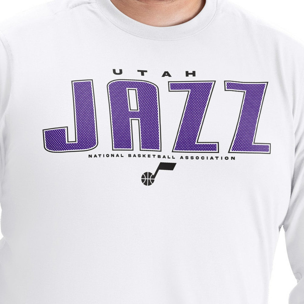 NBA - Utah Jazz G-III Sports by Carl Banks Adaptive Printed Mesh Effect Long Sleeve T-Shirt - White