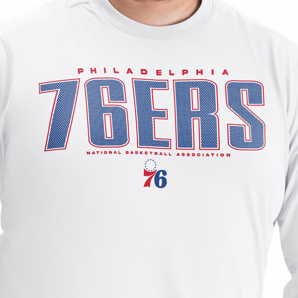 NBA - Philadelphia 76ers G-III Sports by Carl Banks Adaptive Printed Mesh Effect Long Sleeve T-Shirt - White
