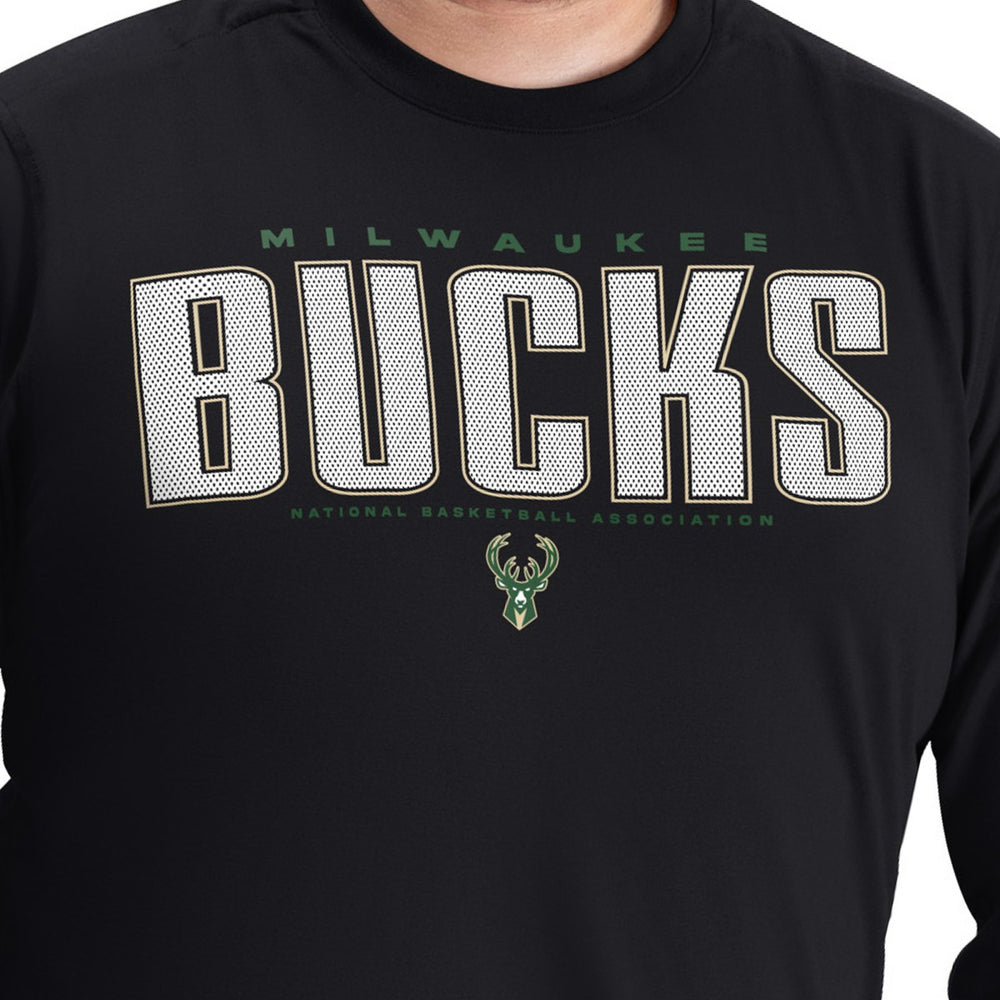 NBA - Milwaukee Bucks G-III Sports by Carl Banks Adaptive Printed Mesh Effect Long Sleeve T-Shirt - Black