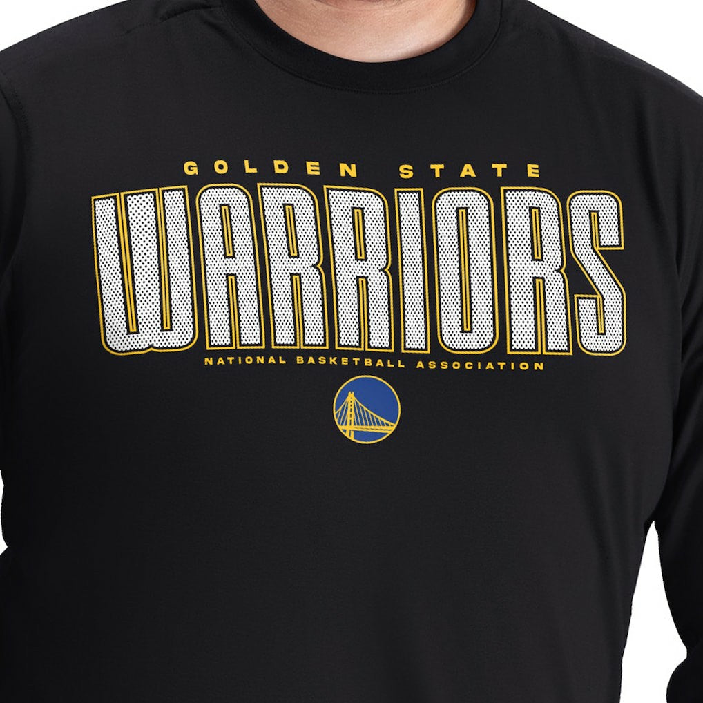 NBA - Golden State Warriors G-III Sports by Carl Banks Adaptive Printed Mesh Effect Long Sleeve T-Shirt - Black