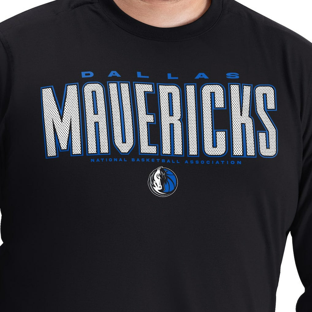 NBA - Dallas Mavericks G-III Sports by Carl Banks Adaptive Printed Mesh Effect Long Sleeve T-Shirt - Black