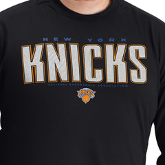 NBA - New York Knicks G-III Sports by Carl Banks Adaptive Printed Mesh Effect Long Sleeve T-Shirt - Black