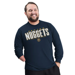 NBA - Denver Nuggets G-III Sports by Carl Banks Adaptive Printed Mesh Effect Long Sleeve T-Shirt - Navy