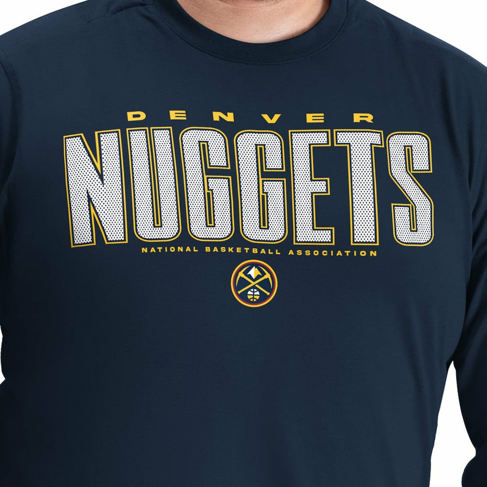NBA - Denver Nuggets G-III Sports by Carl Banks Adaptive Printed Mesh Effect Long Sleeve T-Shirt - Navy