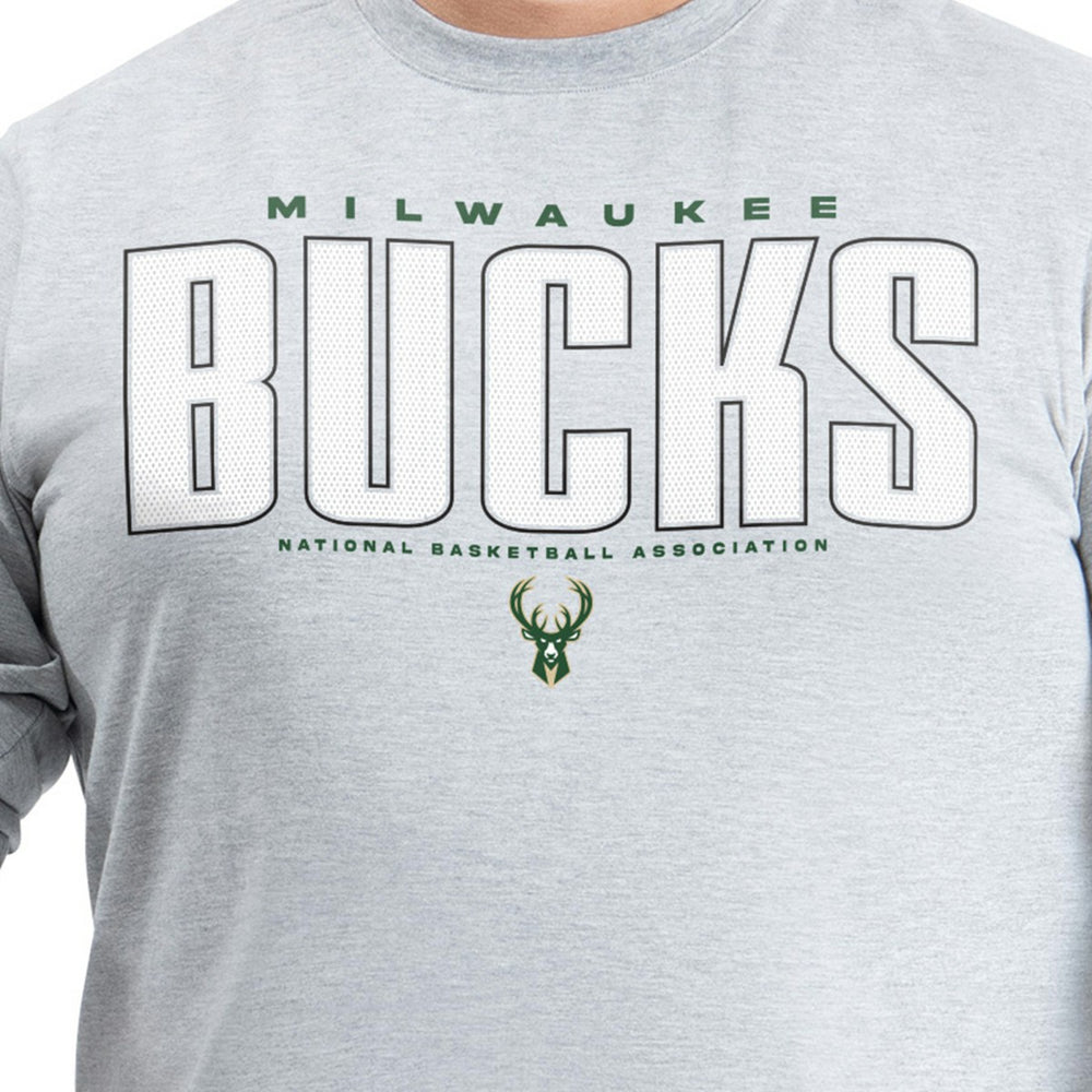 NBA - Milwaukee Bucks G-III Sports by Carl Banks Adaptive Printed Mesh Effect Long Sleeve T-Shirt - Gray