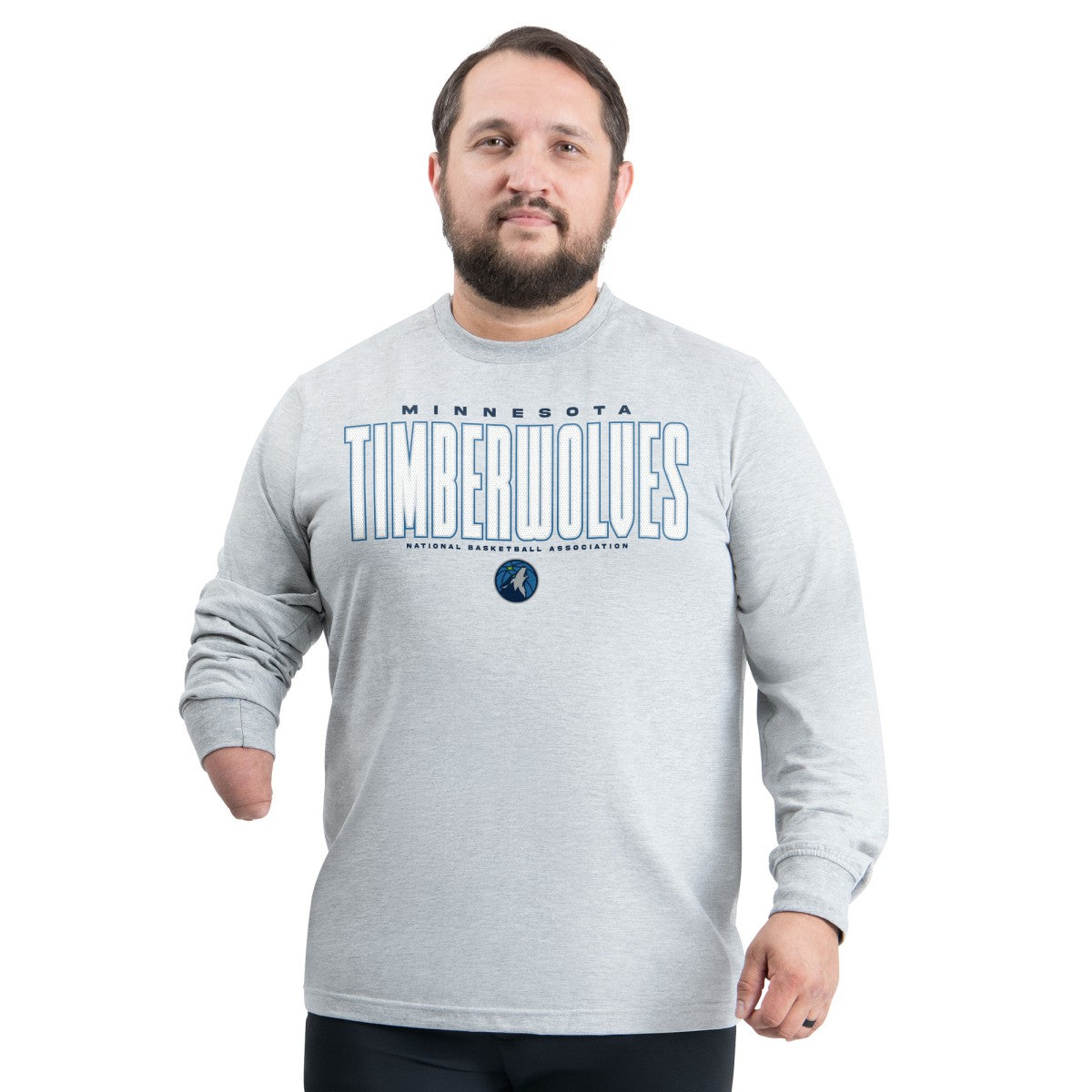 NBA - Minnesota Timberwolves G-III Sports by Carl Banks Adaptive Printed Mesh Effect Long Sleeve T-Shirt - Gray