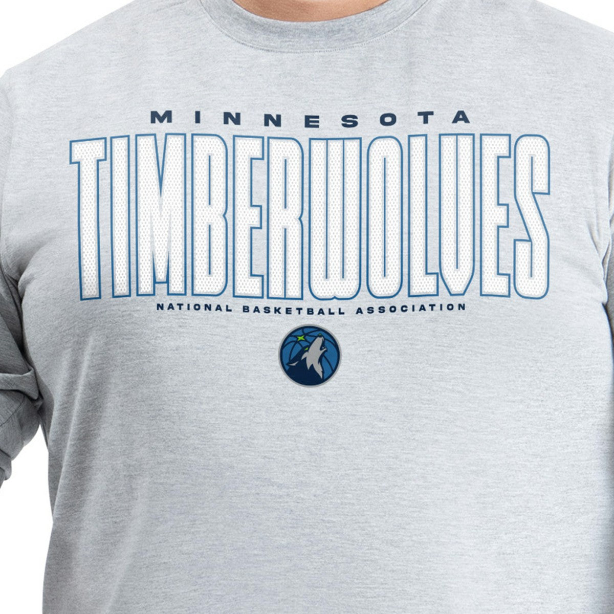 NBA - Minnesota Timberwolves G-III Sports by Carl Banks Adaptive Printed Mesh Effect Long Sleeve T-Shirt - Gray
