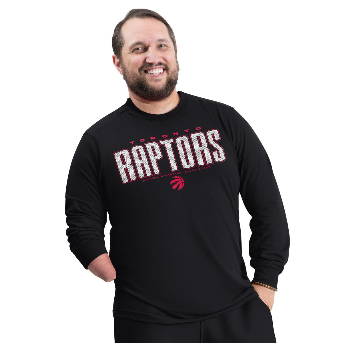 NBA - Toronto Raptors G-III Sports by Carl Banks Adaptive Printed Mesh Effect Long Sleeve T-Shirt - Black