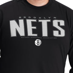 NBA - Brooklyn Nets G-III Sports by Carl Banks Adaptive Printed Mesh Effect Long Sleeve T-Shirt - Black